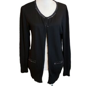 Kerisma Cashmere Blend Black Beaded Cardigan L